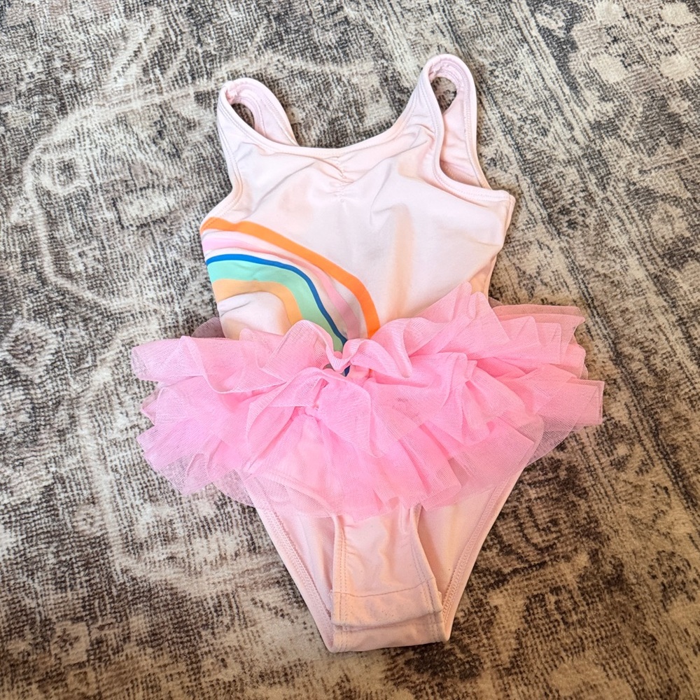 Cat & Jack Pink One Piece with Rainbow and Tutu
